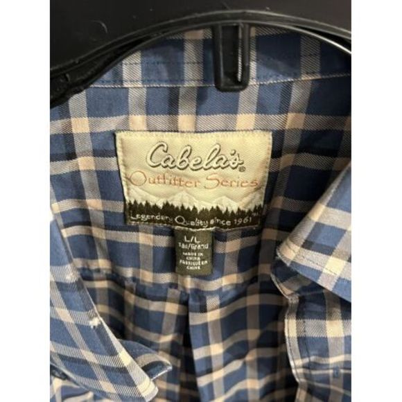 Cabela's Men's Small Blue White Striped ￼Button Down Shirt‎ - Picture 4 of 7